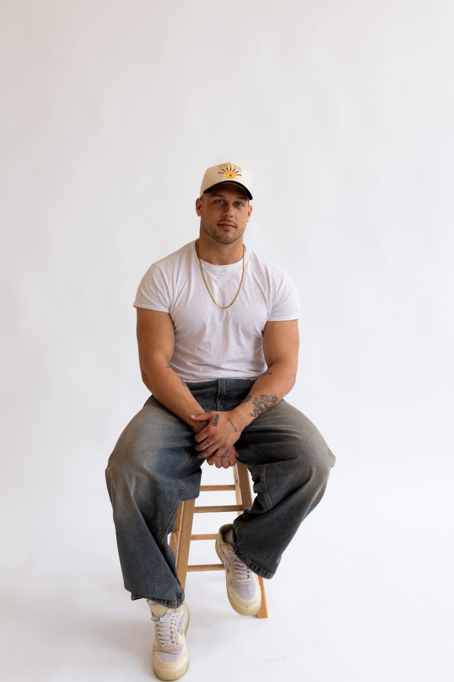 Trybe Woodland Camo trucker hat — vintage style hunter cap with raised gold embroidery