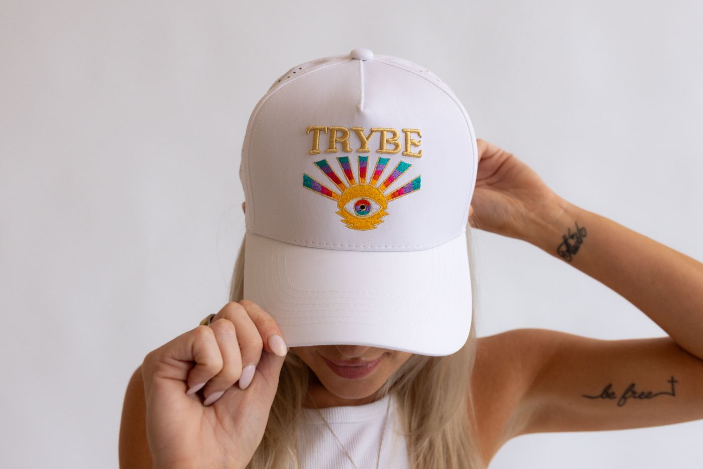 Trybe lookbook 05 / Optic White — premium lifestyle headwear and minimalist streetwear caps